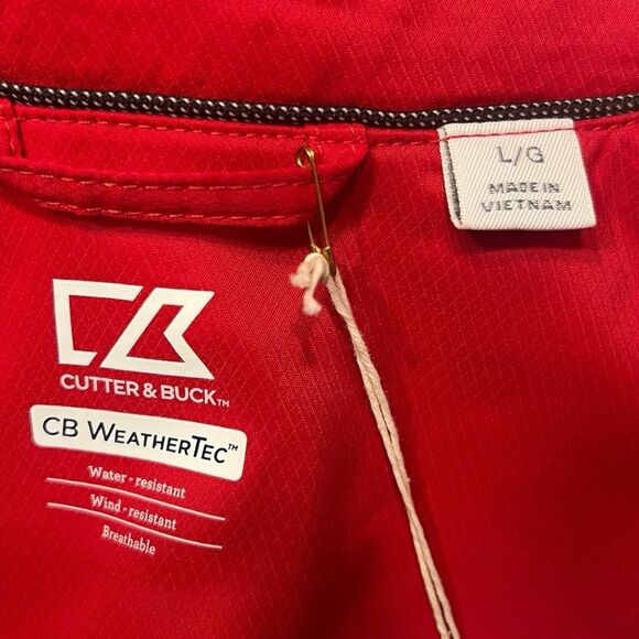 NWT Cutter & Buck WeatherTec Red Jacket L Hidden Pocket Golf Fall Layering - Picture 3 of 16